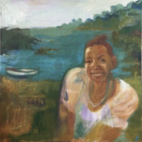 portret in landschap Jeanne van der Heijden